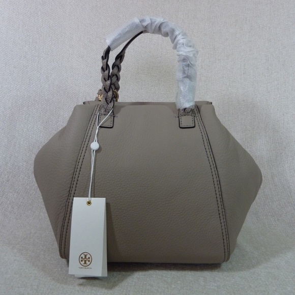 New Tory Burch Half-Moon Gray Leather Small Satchel/Shoulder/Crossbody Bag AUTH - Picture 7 of 13